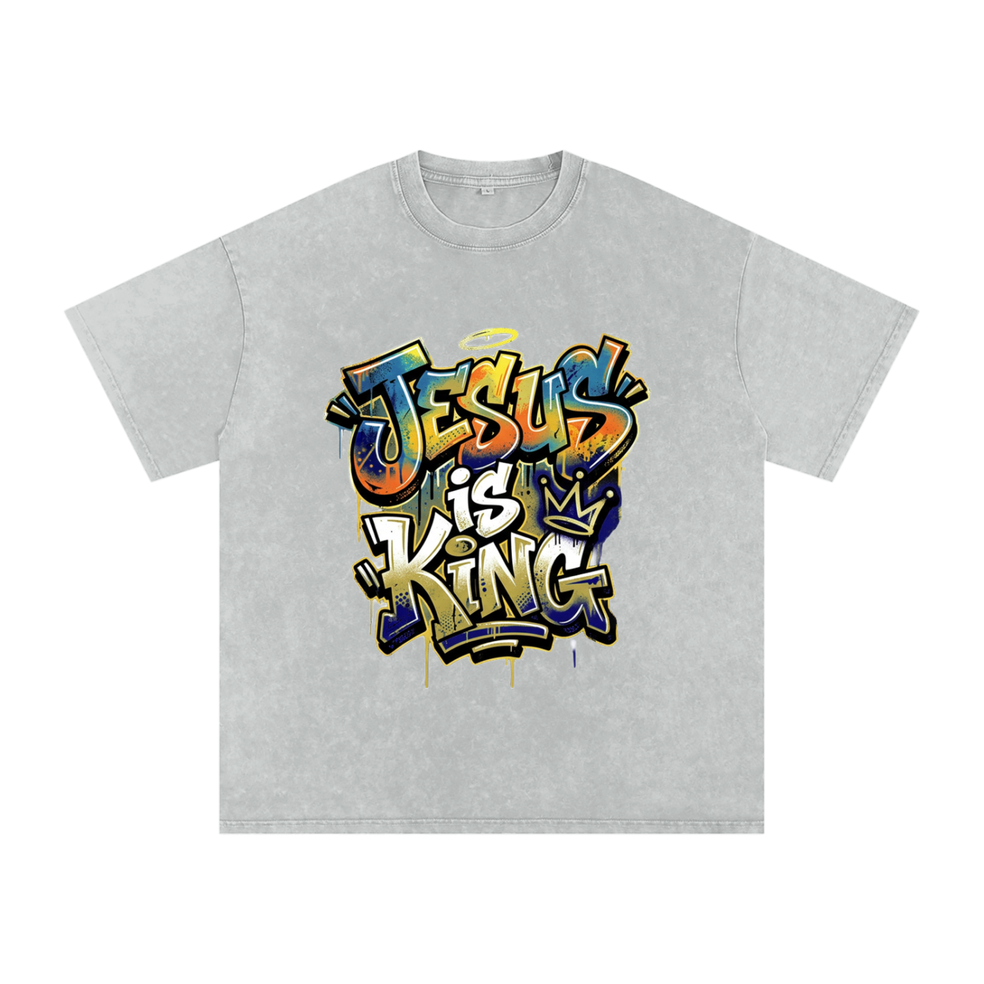 Revelation 19:16 Graffiti Snow Washed Oversized Cotton T-Shirt