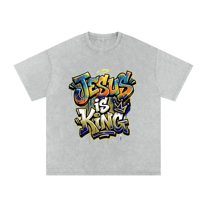 Revelation 19:16 Graffiti Snow Washed Oversized Cotton T-Shirt