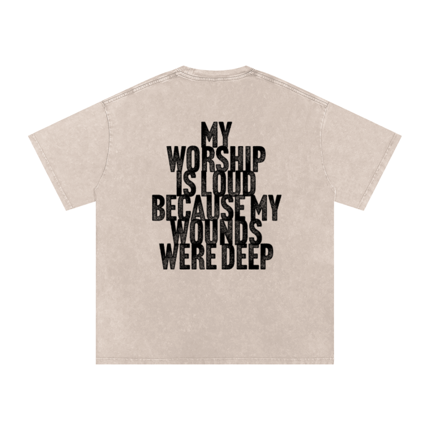 Worship Warrior-Snow Washed Oversized Cotton T-Shirt
