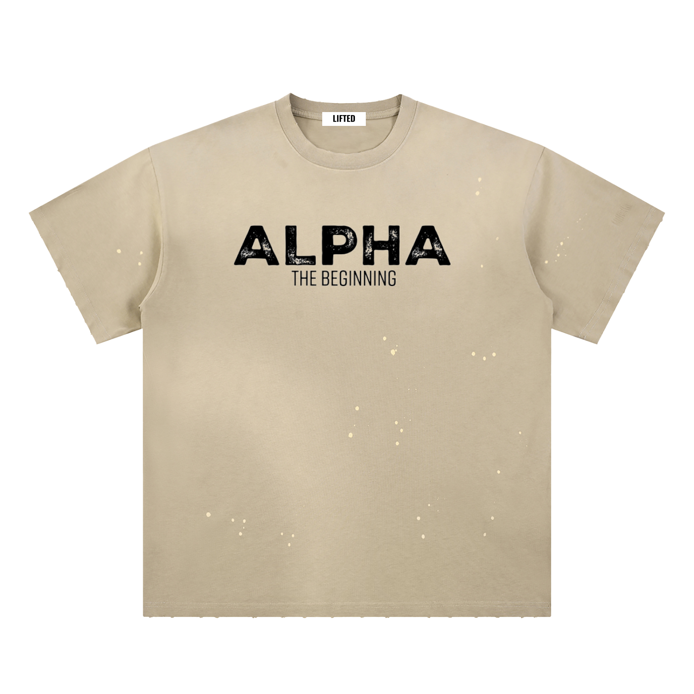 Alpha The Beginning-Hand-Frayed Sunfade Paint Splatter T-Shirt