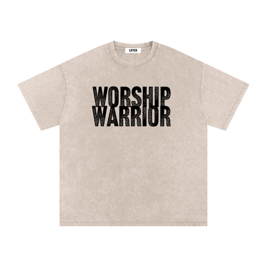 Worship Warrior-Snow Washed Oversized Cotton T-Shirt