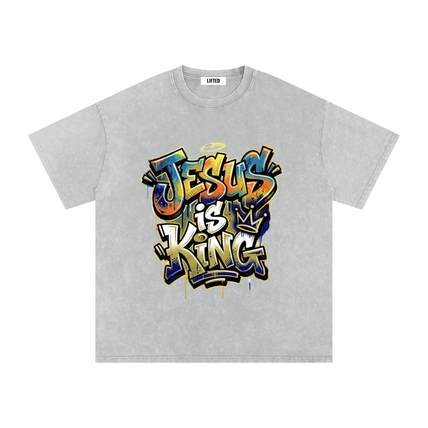 Jesus is King-Snow Washed Oversized Cotton T-Shirt