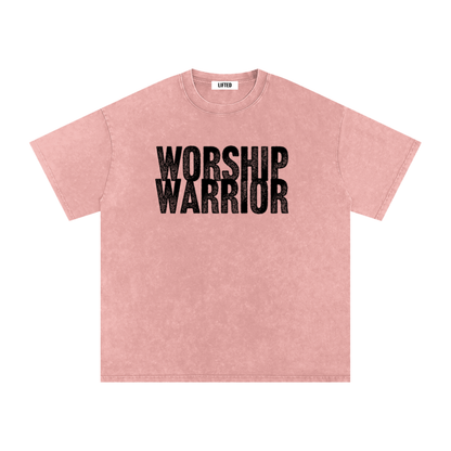 Worship Warrior-Snow Washed Oversized Cotton T-Shirt