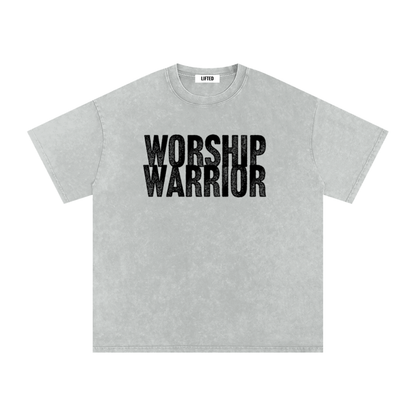 Worship Warrior-Snow Washed Oversized Cotton T-Shirt