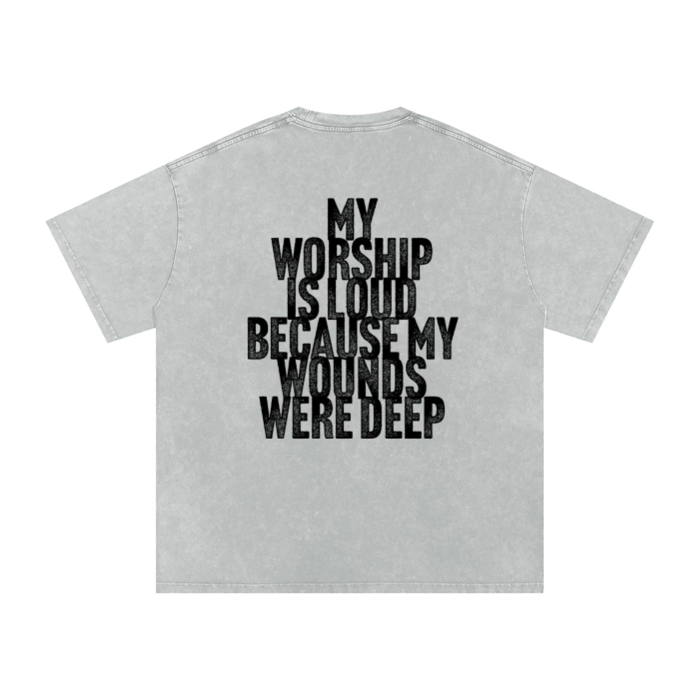 Worship Warrior-Snow Washed Oversized Cotton T-Shirt