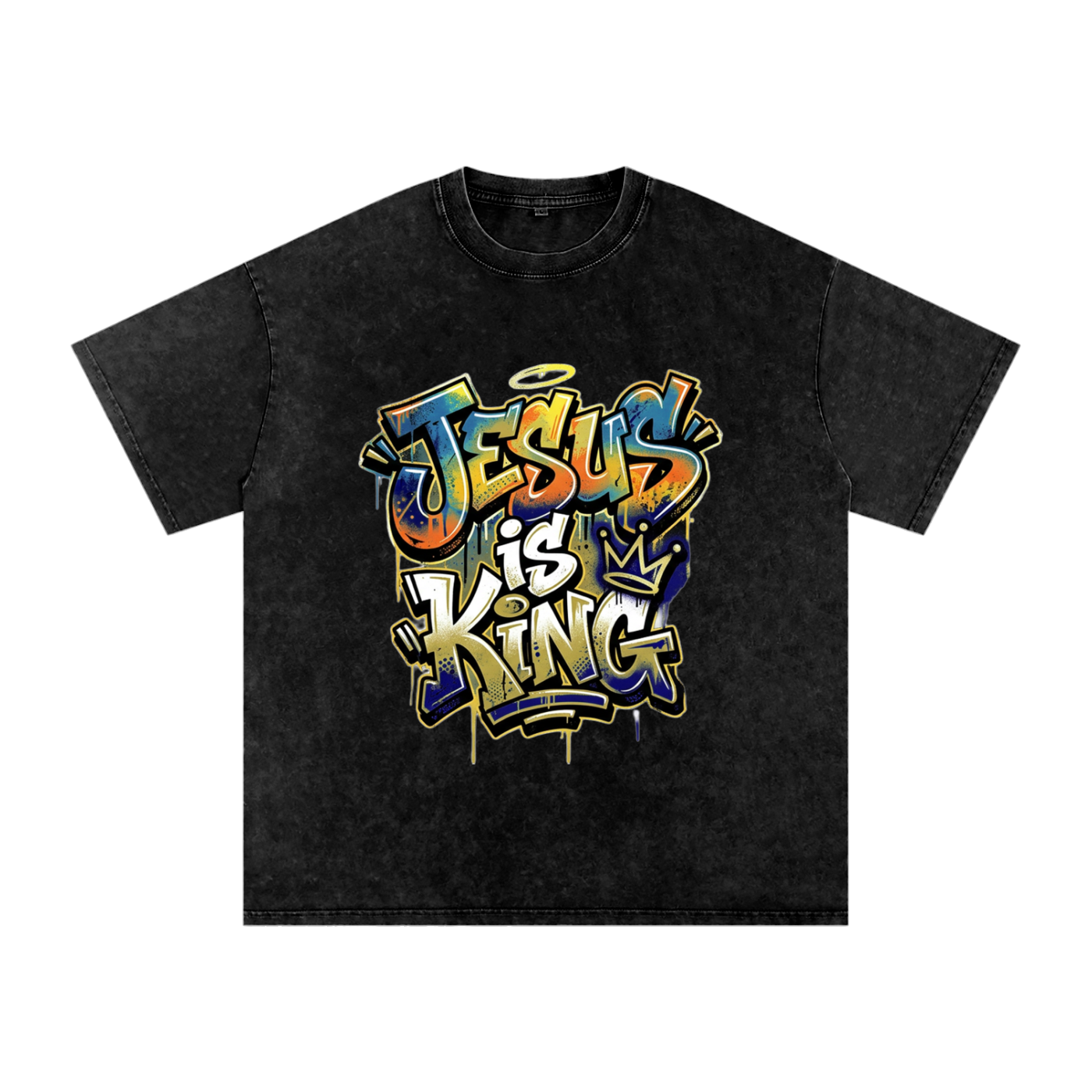 Revelation 19:16 Graffiti Snow Washed Oversized Cotton T-Shirt
